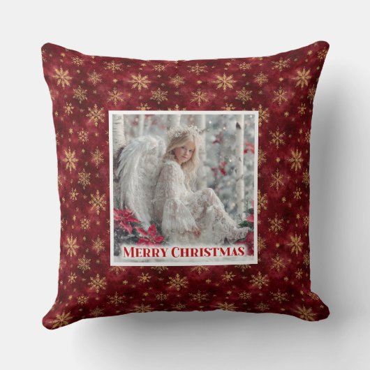 Lovely Angel Red Gold Personalized Custom Christma クッション (裏面)