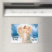 Lovely Angel With Tree Christmas Magnet マグネット (インサイチュ (食洗機))