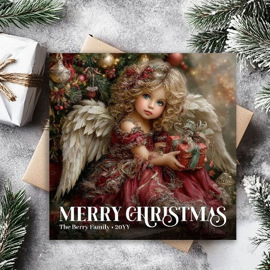 Lovely Angelic Victorian Burgundy Christmas Cards シーズンカード
