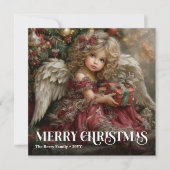 Lovely Angelic Victorian Burgundy Christmas Cards シーズンカード (正面)