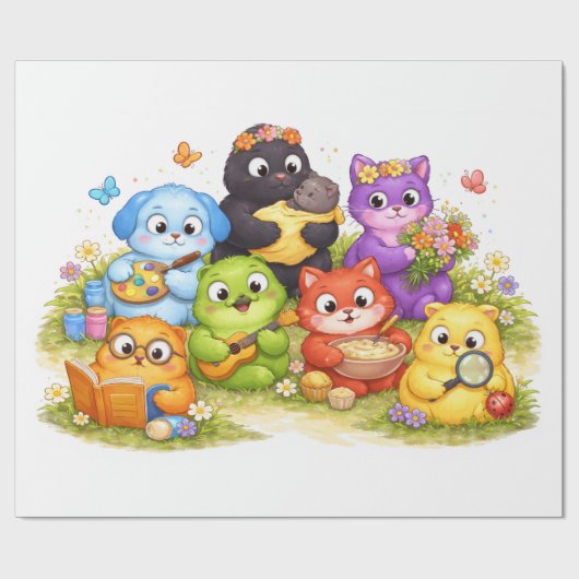 Lovely animal gift wrap ラッピングペーパー (フラット)