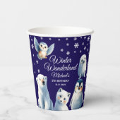 Lovely Arctic Animals Blue Winter Kids' Birthday 紙コップ (裏面)