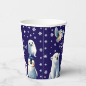 Lovely Arctic Animals Blue Winter Kids' Birthday 紙コップ (右)