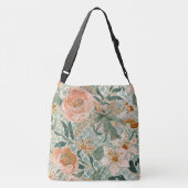 Lovely Blooming Peach Flowers and Leaves, Pattern クロスボディバッグ (裏面)