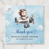 Lovely Blue Brown Teddy Bear Aviator Boy Shower   フェイバータグ (正面)