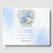  lovely blue hydrangea gold frame bridal shower ゲストブック (正面)