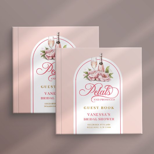 Lovely blush and gold petals prosecco guest book ゲストブック