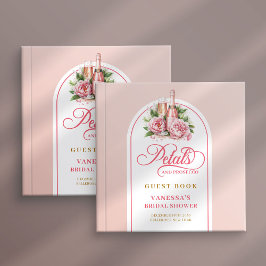 Lovely blush and gold petals prosecco guest book ゲストブック