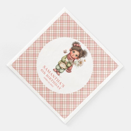 Lovely Blush Fairy Pink 6th Birthday Party Napkins (コーナー)