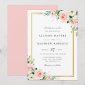 lovely blush floral frame wedding invitation 招待状 (正面/裏面)