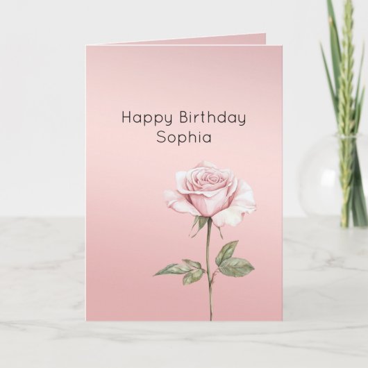 lovely Blush Pink Rose 花の誕生日 カード (正面)