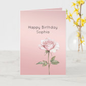 lovely Blush Pink Rose 花の誕生日 カード (黄色い花)