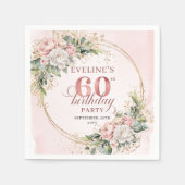 Lovely Boho Blush Pink Floral 60th Birthday Napkin スタンダードカクテルナプキン (正面)