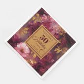 Lovely Boho Maroon Blush Gold 50th Birthday Napkin (コーナー)