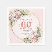 Lovely Boho Rose Gold Floral 60th Birthday Napkins スタンダードカクテルナプキン (正面)