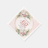 Lovely Boho Rose Gold Floral 60th Birthday Napkins スタンダードカクテルナプキン (角)