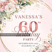 Lovely Boho Rose Gold Floral 60th Birthday Napkins スタンダードカクテルナプキン