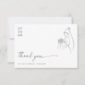 Lovely Bride Drawn Modern Bridal Shower サンキューカード (正面)