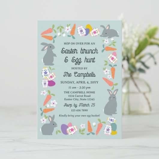 Lovely Bunnies Carrots Easter Brunch & Egg Hunt 招待状 (スタンド正面)