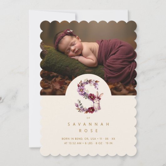 Lovely Bunny Floral S Initial Gold Glitter Newborn (正面)