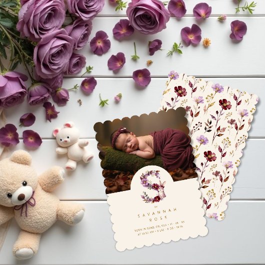 Lovely Bunny Floral S Initial Gold Glitter Newborn