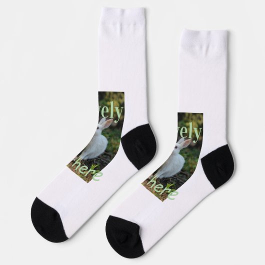 Lovely bunny rabbit pet photo name green pastel  ソックス (左)