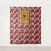Lovely Burgundy Blush Gold 30th Birthday Party  タペストリー (正面)