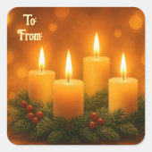 Lovely Candles Christmas Gift Sticker スクエアシール (正面)