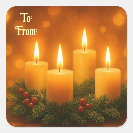 Lovely Candles Christmas Gift Sticker スクエアシール (正面)