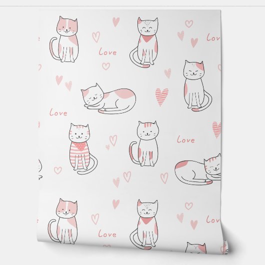 Lovely Cat Pattern for Your Kid Room 壁紙 (ほどく)