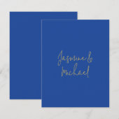 Lovely Chic Calligraphy Couple Names Blue & Gold ノートカード (正面/裏面)
