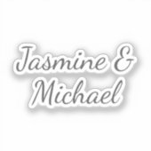 Lovely Chic Calligraphy Couple Names Wedding シール (正面)