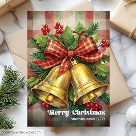 Lovely Christmas bells vintage holly berries シーズンカード