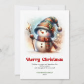 Lovely Christmas snowman classic kids holiday card シーズンカード (正面)