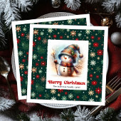 Lovely Christmas Snowman Napkins Editable Custom 