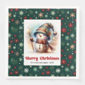 Lovely Christmas Snowman Napkins Editable Custom  (正面)