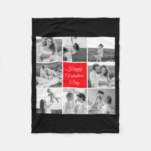 Lovely Collage Couple Photo Happy Valentines Day T フリースブランケット (正面)