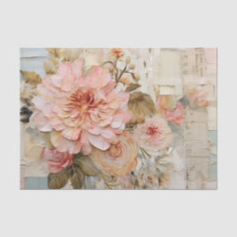 Lovely Collage with Painted Florals on Torn Paper 薄葉紙
