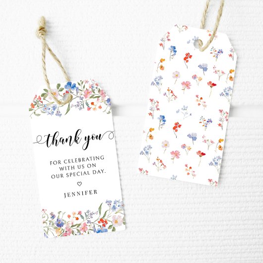 Lovely Colorful Floral Bridal Shower Thank You ギフトタグ