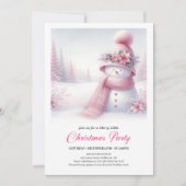 Lovely Coquette Pink Snowman Kids Christmas Invite 招待状 (正面)