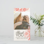 Lovely Coral Thank You Photo Card (4x8) サンキューカード (スタンド正面)