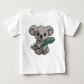 Lovely design featuring cute koala holding a leaf ベビーTシャツ (正面)