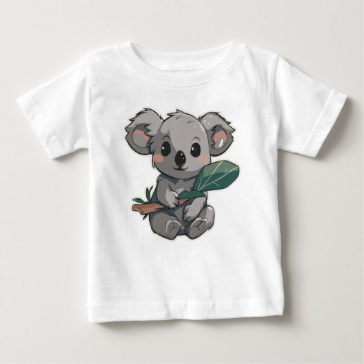 Lovely design featuring cute koala holding a leaf ベビーTシャツ (正面)