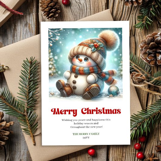 Lovely digital cartoon snowman classic Christmas シーズンカード