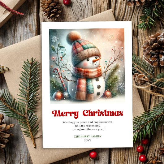 Lovely digital Christmas snowman minimalist card シーズンカード