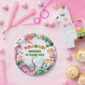 Lovely Dinosaur Dig Prehistoric Kids 3rd Birthday ペーパープレート (パーティー)