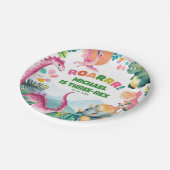 Lovely Dinosaur Dig Prehistoric Kids 3rd Birthday ペーパープレート (アングル)