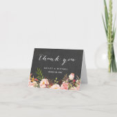 Lovely Distressed Floral Chalkboard Thank You サンキューカード (正面)