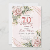 Lovely Dusty Pink Boho Floral 70th Birthday Invite 招待状 (正面)