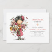 Lovely Fairy Girl 7th Birthday Pink Floral invite 招待状 (正面)